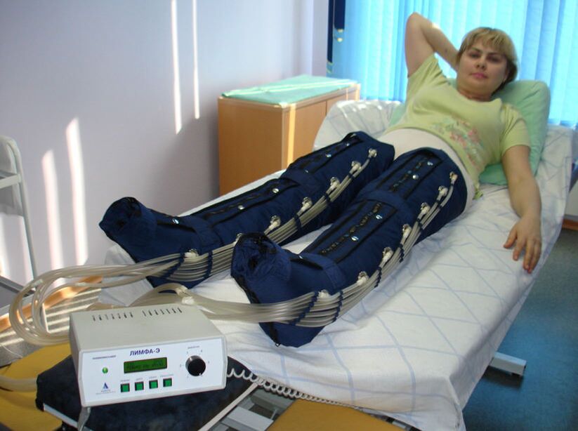 Pressotherapy le haghaidh cóireáil veins varicose ar na cosa